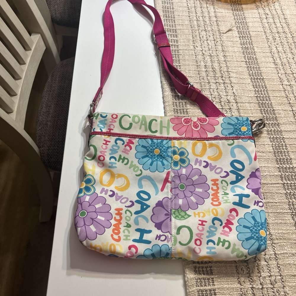 Coach Pink and Purple Floral Crossbody Bag